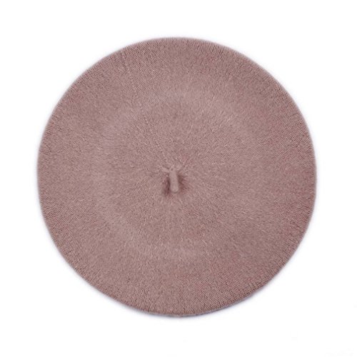COMVIP Wolle Damen Barett Baskenmützen Wollmütze Beige Cover