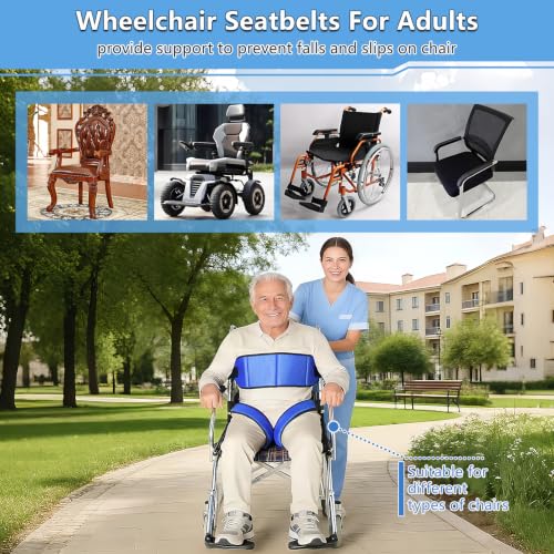 Image of Wheelchair Seat Belt,Wheelchair Harness for Dementia Patients Falling Out,Adjustable Anti-Slip Straps for Adults,The Elderly,Pregnant,Paralyzed(Blue)