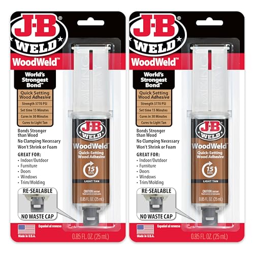 J-B Weld WoodWeld Syringe, Light Tan, 25ml 2 Pack