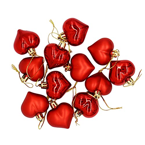 Parthan 12Pcs Christmas Tree Love Pendant Balls - 4.5Cm Heart Shape Hanging Valentine's Day Ornaments For Wedding Halloween Party Decoration (12Pcs Red Color Balls) #TOP9