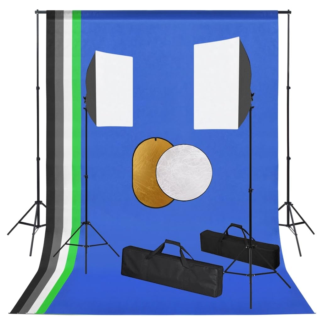 Set da studio fotografico con luci, sistema di sfondo, riflettori, softbox dimmerabile, treppiede, borsa per trasporto, per ritratti, prodotti e videografia in studio domestico e ambiente