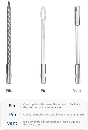 ACECYCLE Kit de Reparación de Neumáticos Tubeless, Herramienta de Neumático de Bicicleta Portátil con 5 Bandas de Goma y 3 Brocas - imagen 7