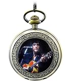 Unendlich U Retro Handaufzug Mechanische Taschenuhr Foto von King of Rock Elvis Presley Hohle Skelett Kettenuhr Pullover Halskette Bronze