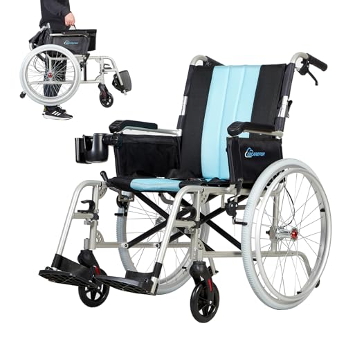 ENCAREFOR 13lbs Lightweight Wheelchair, Self-propelled Wheelchair with 20