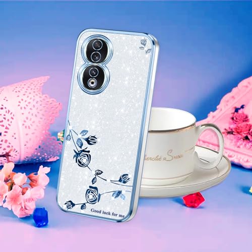 Coque Honor 90 cadeau pour filles motif fleurs roses et diamants