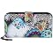 Portefeuille Femme StyleBREAKER Motifs Fleurs Ethniques Vintage - Fermeture Éclair Tour - Grand Format