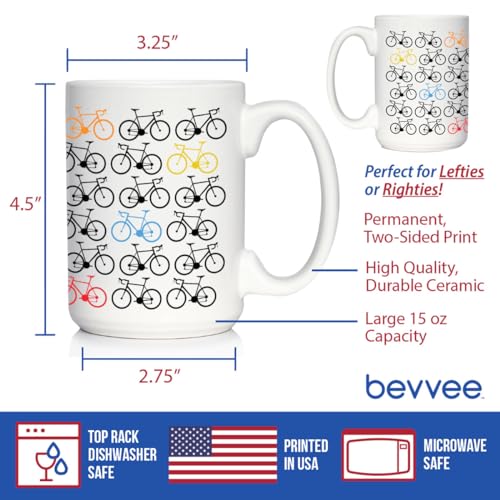 Taza de café con diseño bicicleta, cerámica 15oz blanca miniatura 4