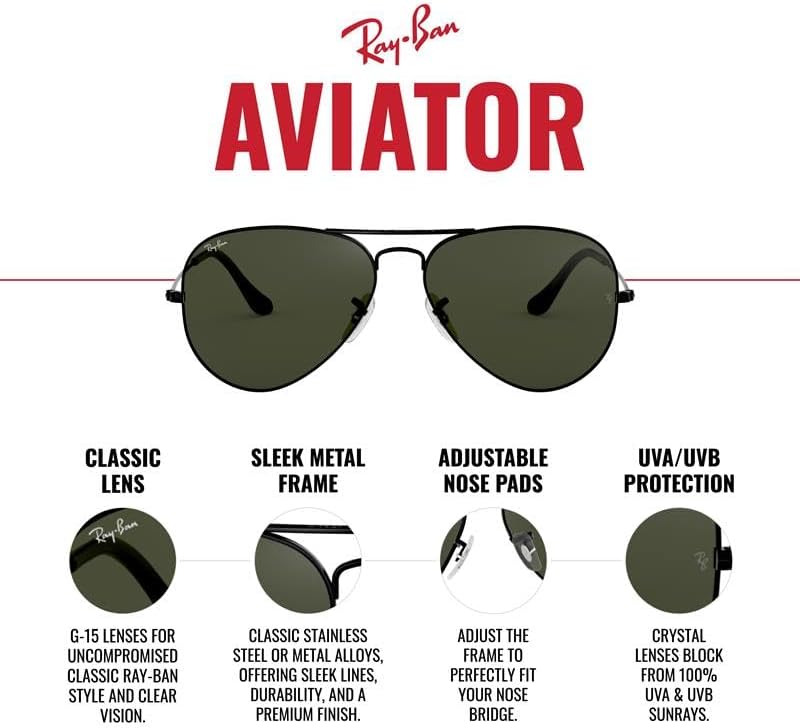 Ray-Ban RB3025 Classic Aviator Sunglasses - Image 6