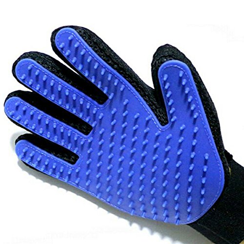 ï¼ˆquality goods) Pet Grooming Glove-Pet Hair Remover Mitt - Massage Tool with Enhanced Five Finger Design- Deshedding Glove for Gentle and Efficient Pet Grooming -1 Pack (blue) (Right hand (Blue))