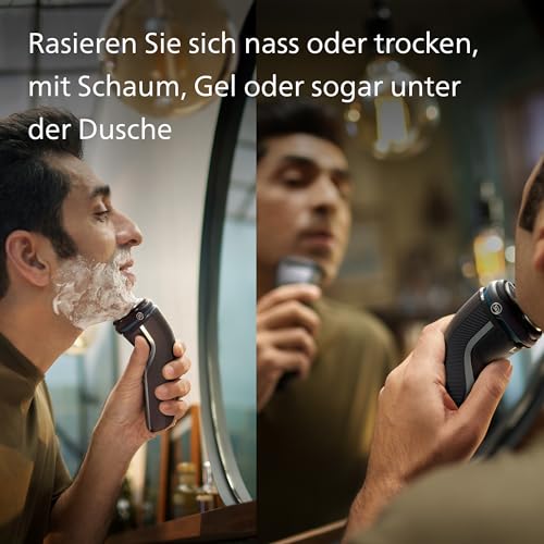 Philips Rasierer Series 3000 – Elektrischer Nass- und Trockenrasierer für Herren in Schwarz, mit SkinProtect-Technologie, ausklappbarem Bartschneider und Reisetasche, kabellos (Modell S3241/12) 5