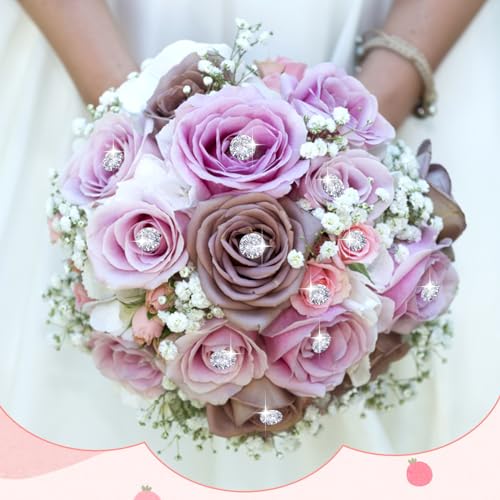 image for Zxiixz 200 Pcs Corsage Bouquet Pins, 2 Inch Diamond Boutonniere Flower