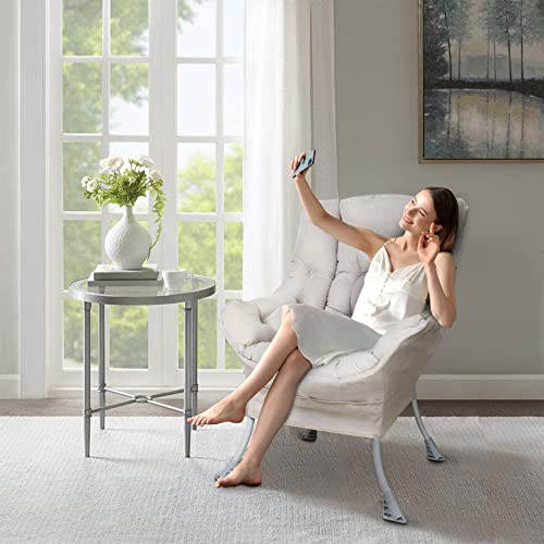 Superrella Modern Soft Accent Chair Living Room Upholstered Single Armchair High Back Lazy Sofa (Golden Grey) #TOP1