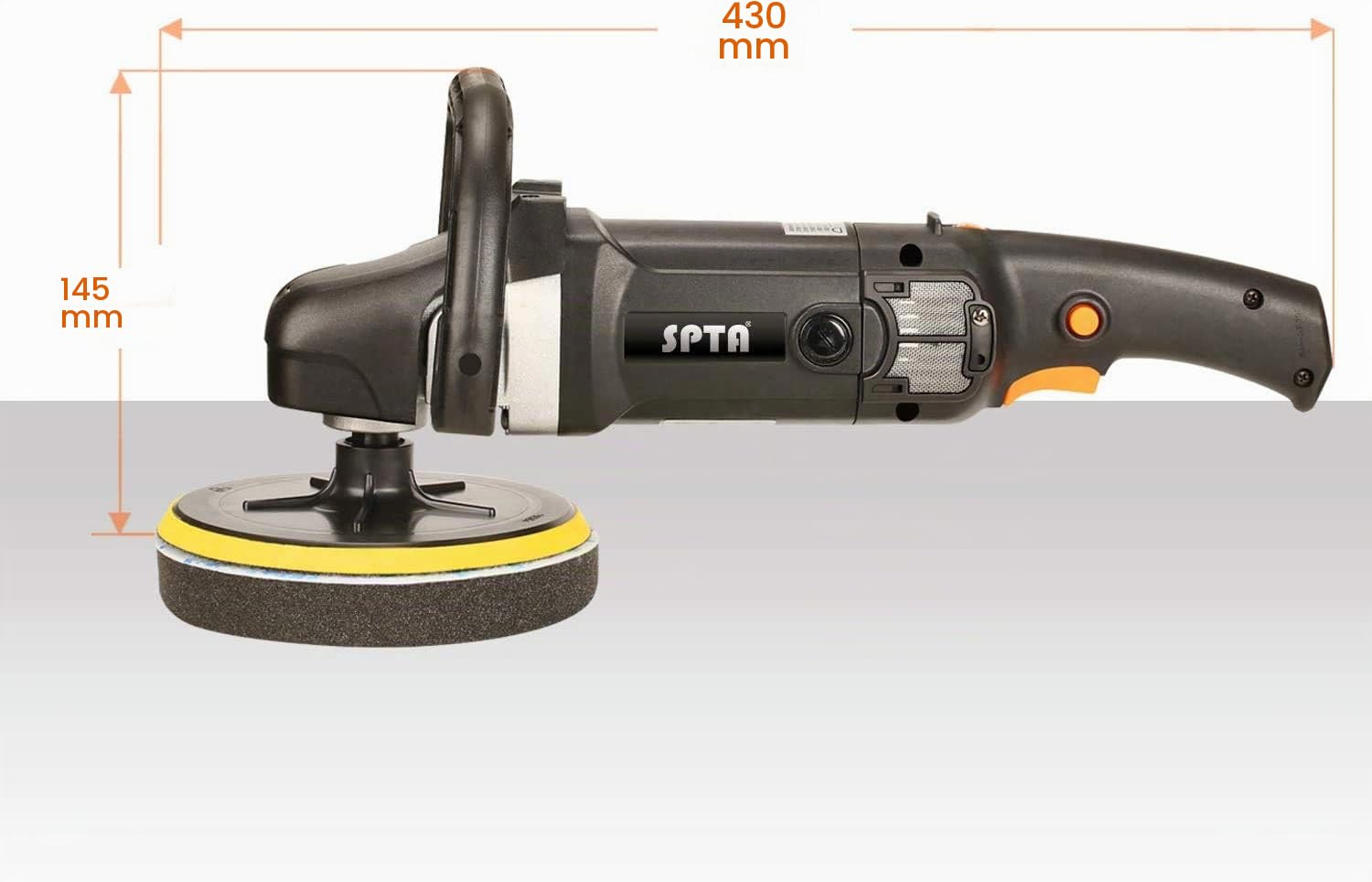 SPTA Lucidatrice Auto, 1200W Professionale Lucidatrice per Auto, Lucidatore, 125mm/150mm/180mm Tamponi per lucidatura kit lucidatura auto , Impugnatura a D Rimovibile