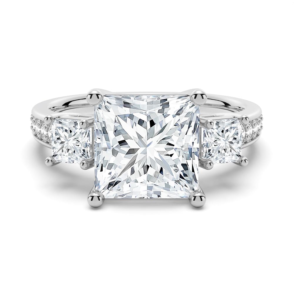 MSBLUE Three Princess Cut Moissanite Ring