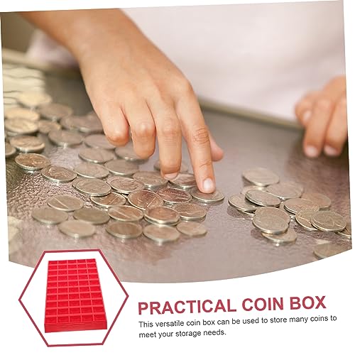 Caja organizadora de monedas roja de plástico miniatura 5