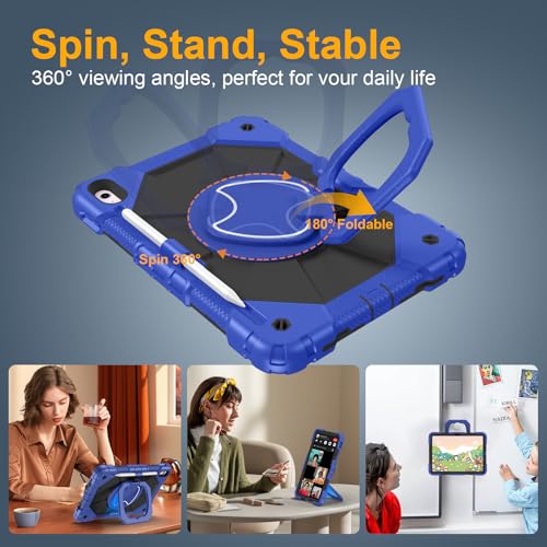 Image of Case for iPad A16 11th /10th Generation 11 inch /10.9 inch 2025 /2022, Ubearkk for iPad a16 case with Screen Protector, 360 Degree Rotating Stand Shoulder Strap Pencil Holder, Navy Black