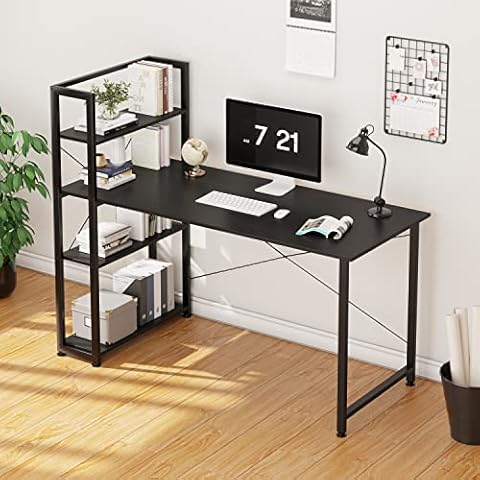 CAIYUN 160cm Computer Desk with Bookshelf Cover
