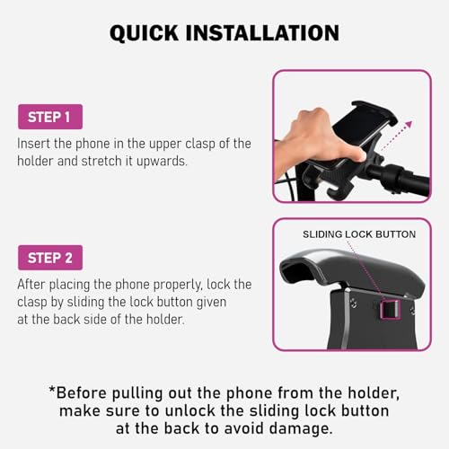 Image of HUMBLE Mobile Holder for Bikes and Bicycles, 360 Rotation, Heavy Duty Shockproof Anti-Slip Silicone Padded Clamps, One-Click Lock, Anti-Shake Bike Phone Mount for 4.7-6.8 Inch Smartphones (BK-050)