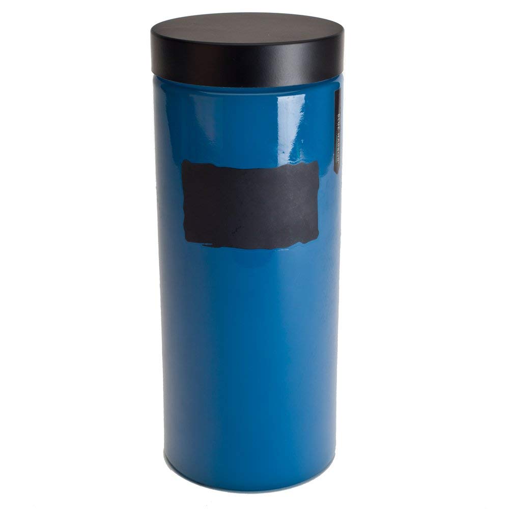 GlobalNiche® Housewares International 34233 Harbor Glass Jar with Black Lid, 74.3 oz, Blue