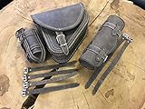 Diablo Brown Set Schwingentasche + Werkzeugrolle braun inkl. Lenkerrolle Rolle Seitentasche Orletanos Bugrolle Tasche Leder Echtleder Bikertaschen Harley Davidson Yamaha Suzuki Honda VN 1500 600 800
