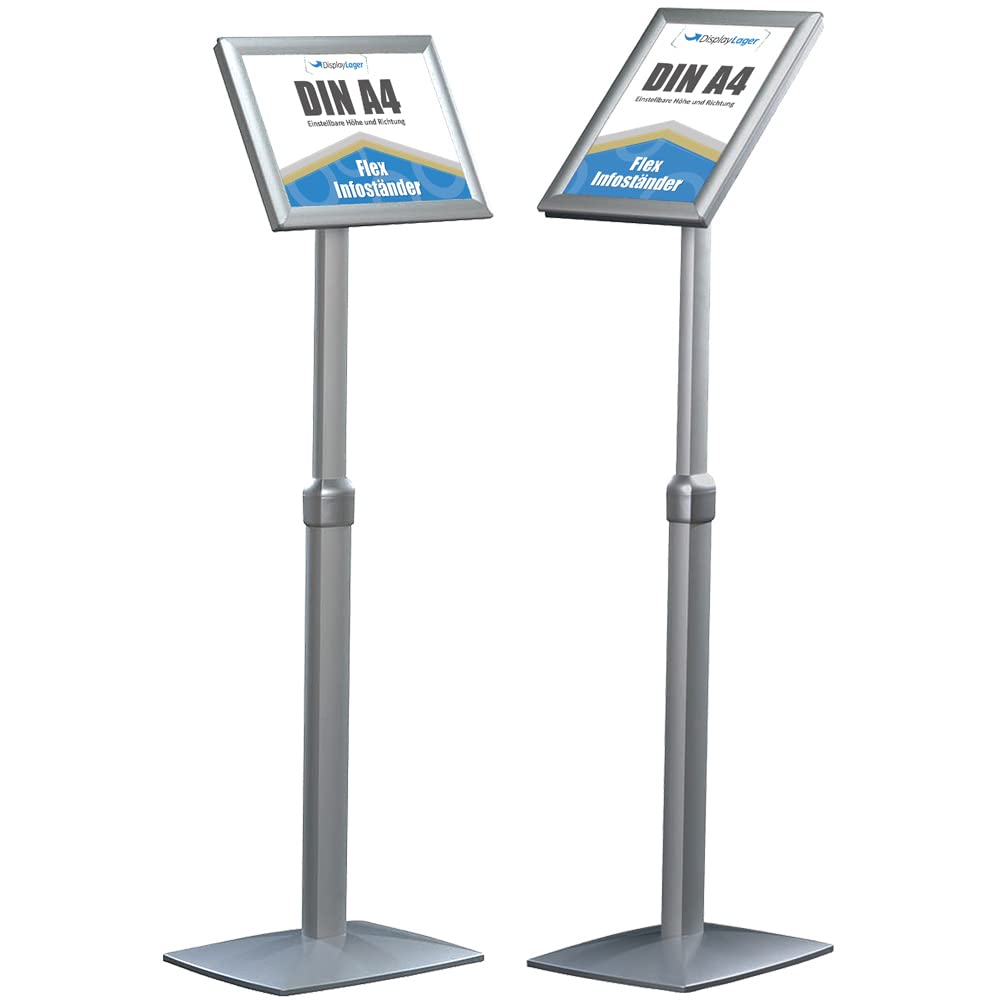 DisplayLager - Infoständer, Höhenverstellbar, Sehr Robustes Design. Für Quer/Hochformat Einsatz (A4)