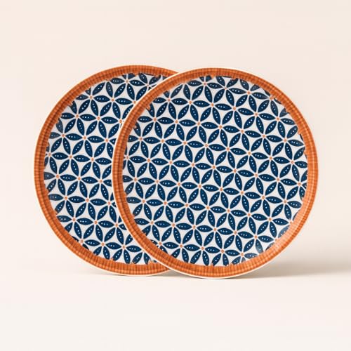 Image of YELONA Ceramic Plate Set of 2 | 8-Inch Honeycomb Design Porcelain Dinner Plates | Floral Petal Pattern | Microwave & Dishwasher Safe | 20 CM | Lead-Free Tableware