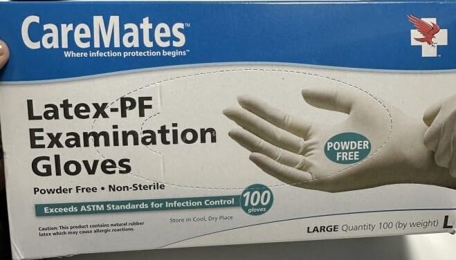 CareMates Disposable Medical Exam Gloves Latex Powder Free Large - 100 ct, Pack of 3