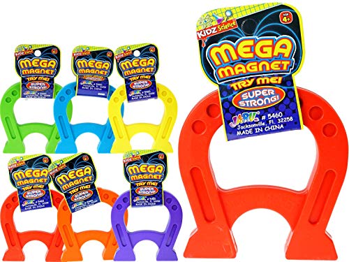 JA-RU Mega Magnet - Horseshoe Magnet Toy (6 Pack Assorted Color) 5460-6p