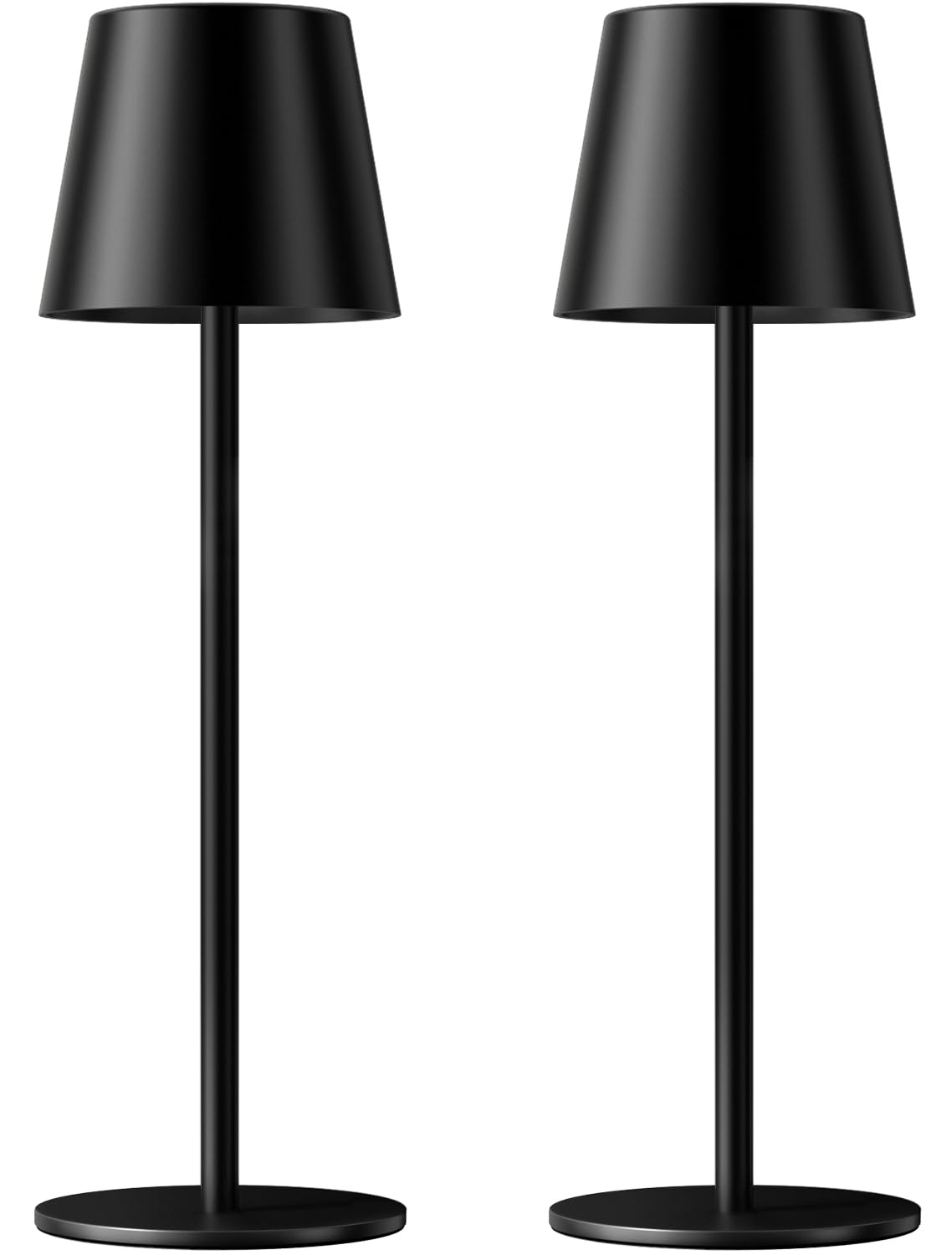 2-Pk Kakanuo 5000mAH Cordless Rechargeable Table Lamps (Black)