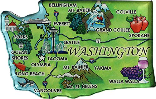Imán decorativo de mapa del estado Washington 3 in x 2 in