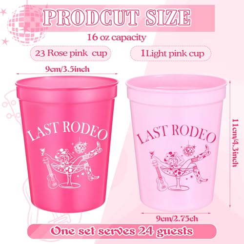 Image of Yungyan 24 Pack Bachelorette Party Plastic Cups Bulk 16oz, Last Rodeo