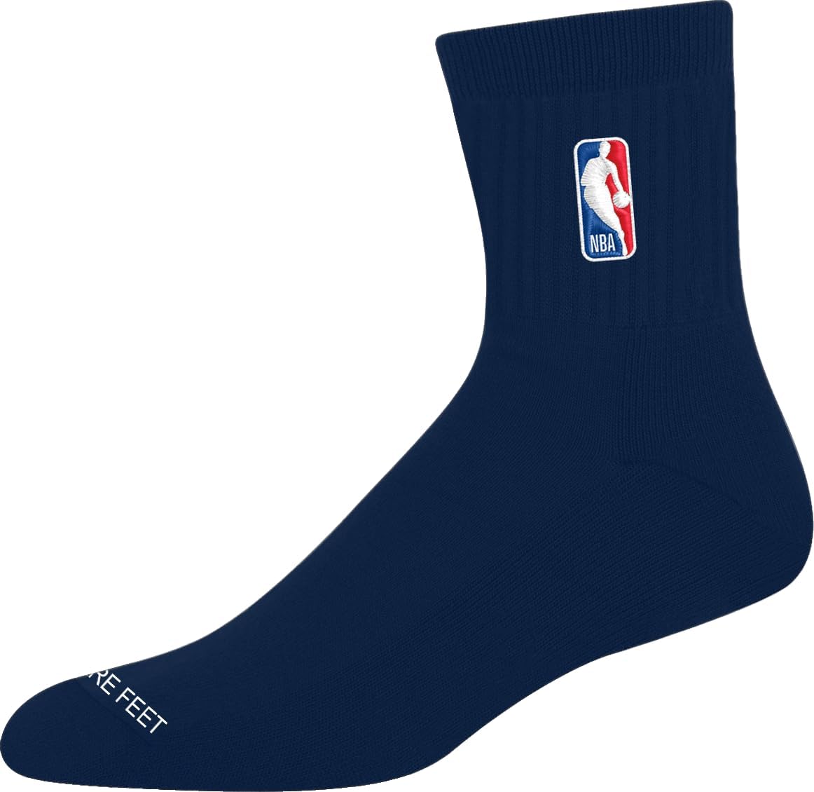 For Bare Feet NBA CLASSIC LOGOMAN Quarter Sock, Navy, Size Large
