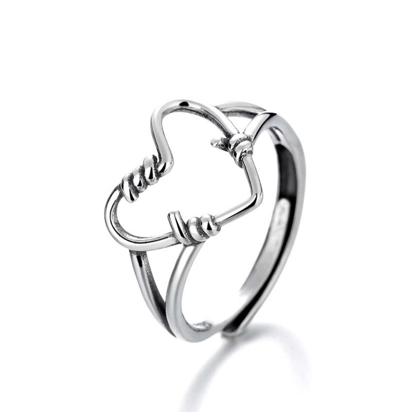 Anello in argento Sterling per donna, regolabile, con stella a cinque punte, regolabile, alla moda, per lei, Adjustable, Nessuna pietra preziosa