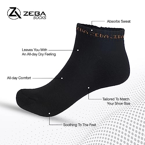 ZEBA PADDED MINI CREW BLACK SOCKS - UNISEX (6-PACK)3