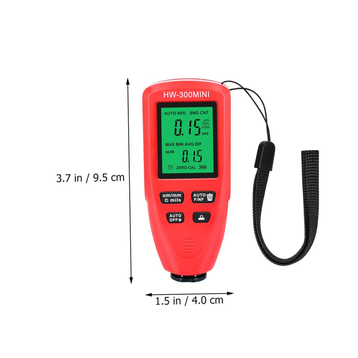 NAMOARLY Thickness Gauge Backlight Car Coating Thickness Meter 1um Resolution Battery-Powered for Long Use