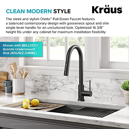 KRAUS Oletto Contemporary Single-Handle Touch Kitchen Sink Faucet with Pull Down Sprayer in Matte Black, KTF-3104MB - image 9