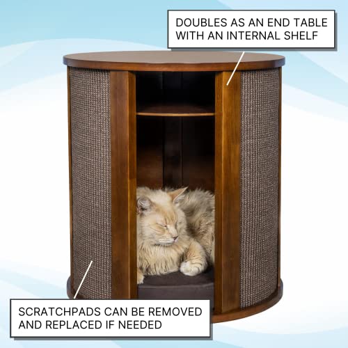 Cama y Rascador de Madera para Gato Mahogany 20x20x22 in miniatura 2
