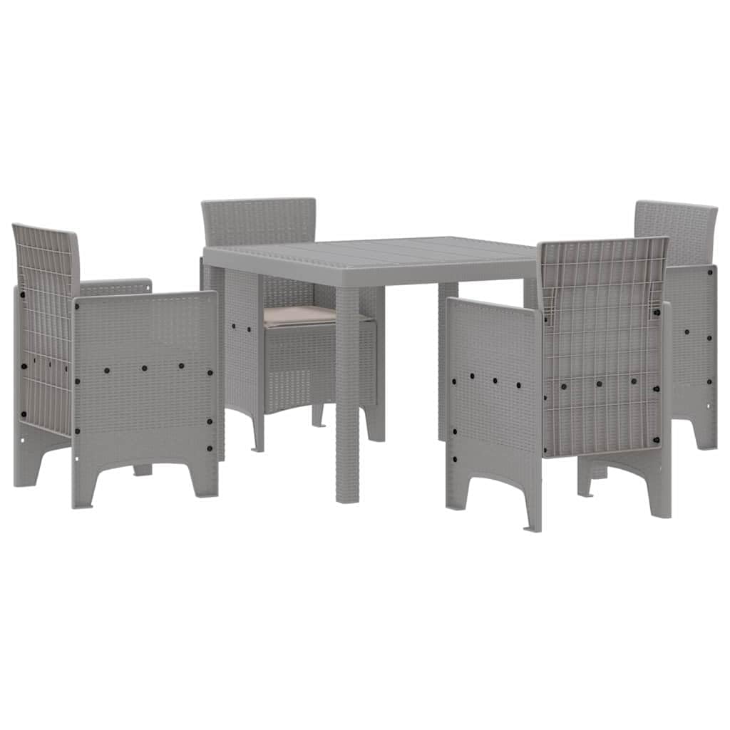 vidaXL Set da Pranzo per Giardino 5 PCS Grigio Chiaro Rattan Polt, Set da Pranzo all'aperto, arredo Giardino Moderno, Leggero per TACE, Tavolo Robusto per riunioni estive