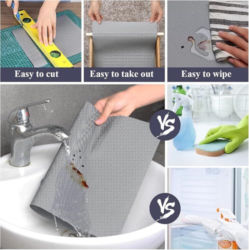 Image of DEVER Home Anti-Slip EVA Mat for Kitchen & Fridge | 5 Meter Kitchen Shelf Liner Roll for Drawers,Cupboards & Wardrobe | Easy-Clean PVC /EVA Protector Sheet,Diamond Texture Metallic Grey (500 cm x 45cm)