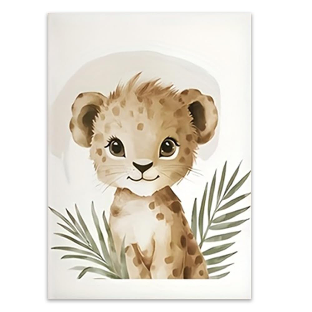 3 Laminas Animales Safari 30X40CM Cuadros Habitacion Infantil Niño Jirafa Elefantes León Poster Animales Bebe Salva Lienzo Decorativo Infantil Laminas Decorativas Pared Bebe Niño sin Marco