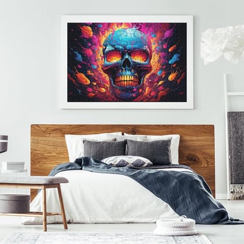 Mini puzzle de calavera de fuego contra el estrés: 1000 piezas de ajuste perfecto 7