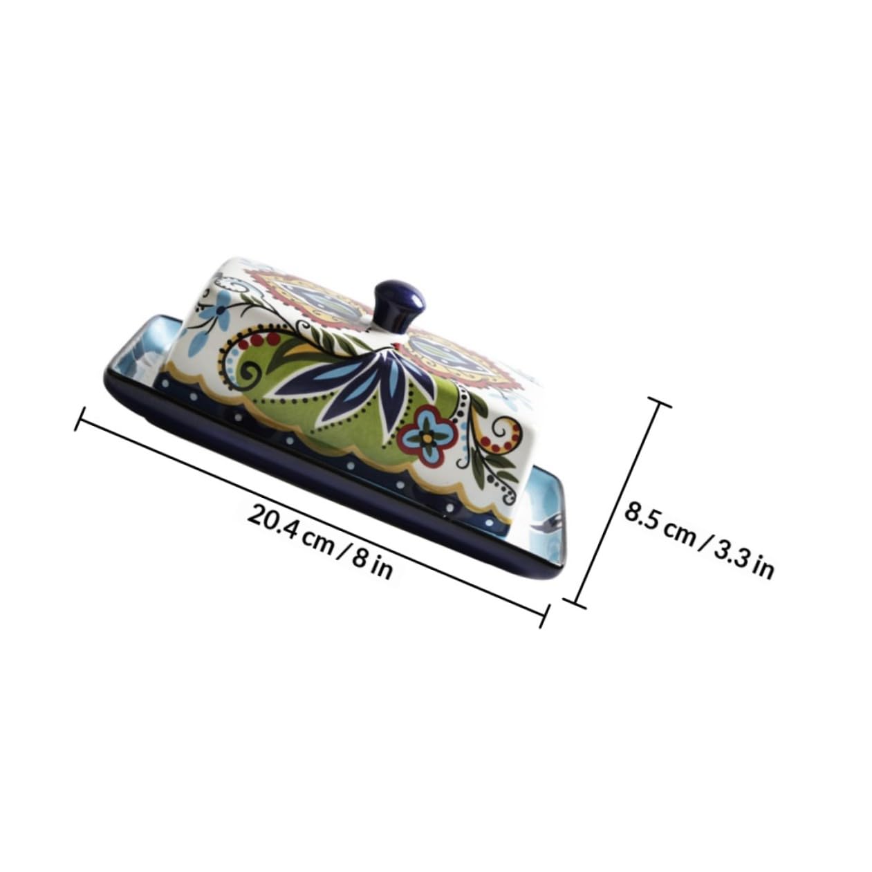 Beurrier Rectangulaire en Céramique Couvercle Vintage 250g