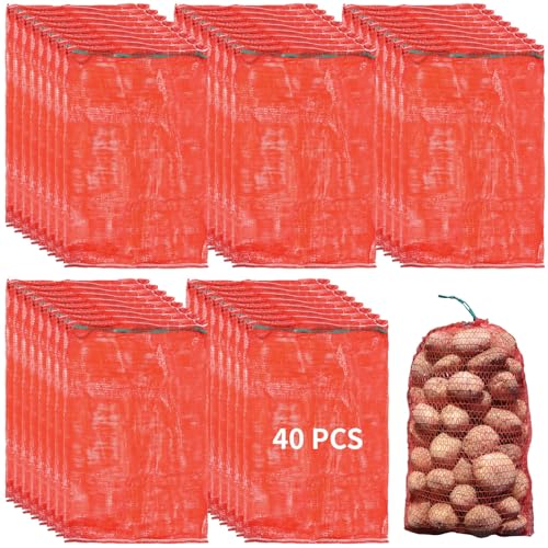 40 bolsas de almacenamiento de malla reutilizables, 35.3 x 23.5 pulgadas, ideales para patatas, cebollas y productos de jardín