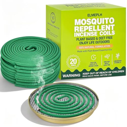 Mosquito Repellent Coils - Outdoor Citronella Incense Coil Each Coil Burns for 8 Hours(Contains 20 coils & 1 Stands)