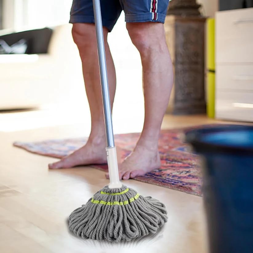 Image of Squeeze Twist Mop with Self Wringing, Stainless Steel Handle, for Hardwood and Tile Floor Cleaning