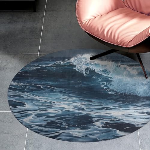 Alfombra de cocina pequeña lavable y mullida con ondas 3