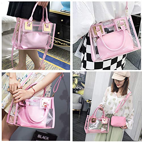 Women Transparent Shoulder Crossbody Bag, 2 in 1 Designer Fashion Handbag Purse2