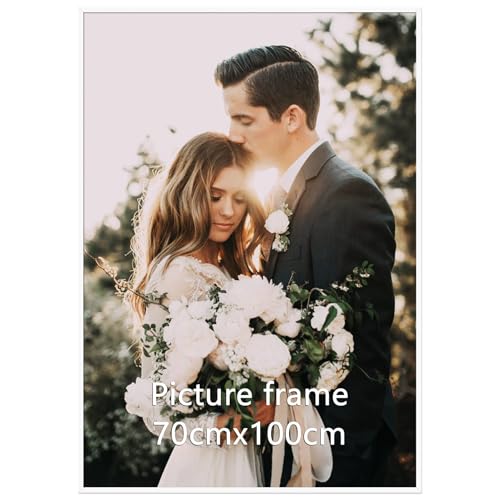 Giftgarden Weiß Bilderrahmen 70x100 cm - Aluminium Rahmen für Fotos Puzzles und Poster - Großer Fotorahmen für Wohnzimmer Schlafzimmer Arbeitszimmer