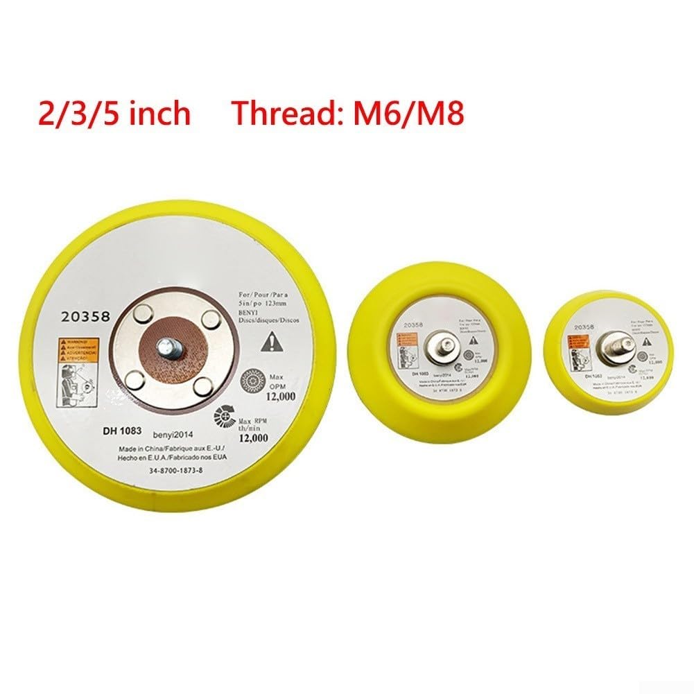 Platorello di supporto per sistemi di levigatura pneumatica con attacco filettato M6 e M8 (12,7 cm) di diametro 5,1 cm, 7,6 cm