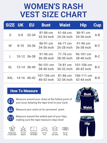 Owntop Damska 3-częściowa ochrona przed wysypką | Koszulka do pływania UPF50+ UV | Koszulki Rashguard z krótkim rękawem i top bikini i szorty typu boyshorts z wysokim stanem | Skromne stroje kąpielowe